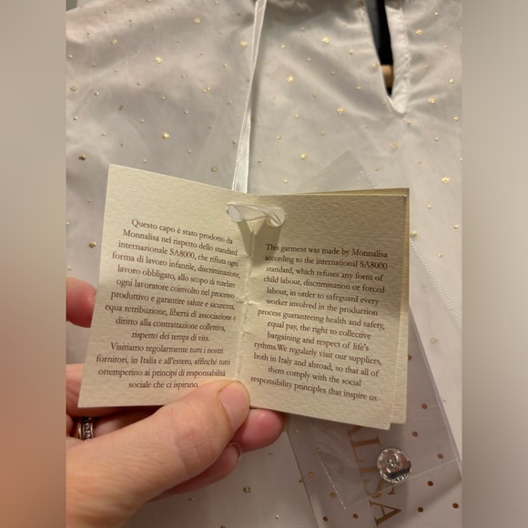 MonnaLisa Tulle dress gown spire flounces golden dots gold sequins cream formal - Picture 12 of 17